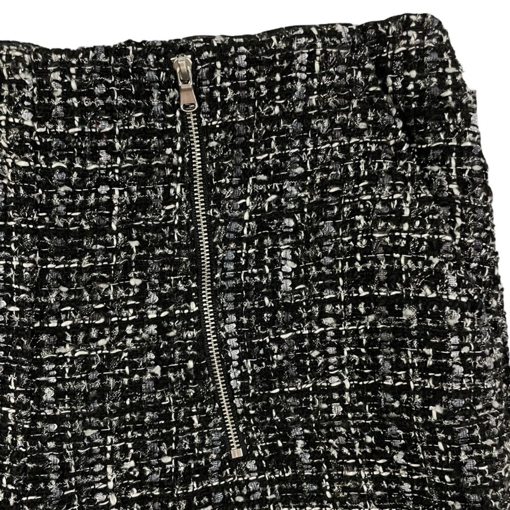 Express Shorts Metallic Tweed Silver Black Double Zippers Lined Holiday Party 10 - Picture 2 of 4